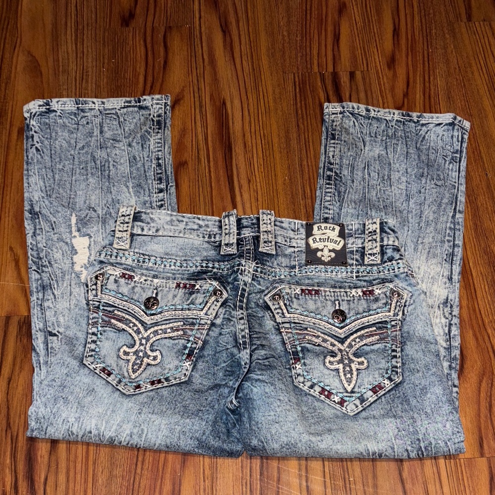 Rock Revival Men’s Light Blue Distressed Jeans